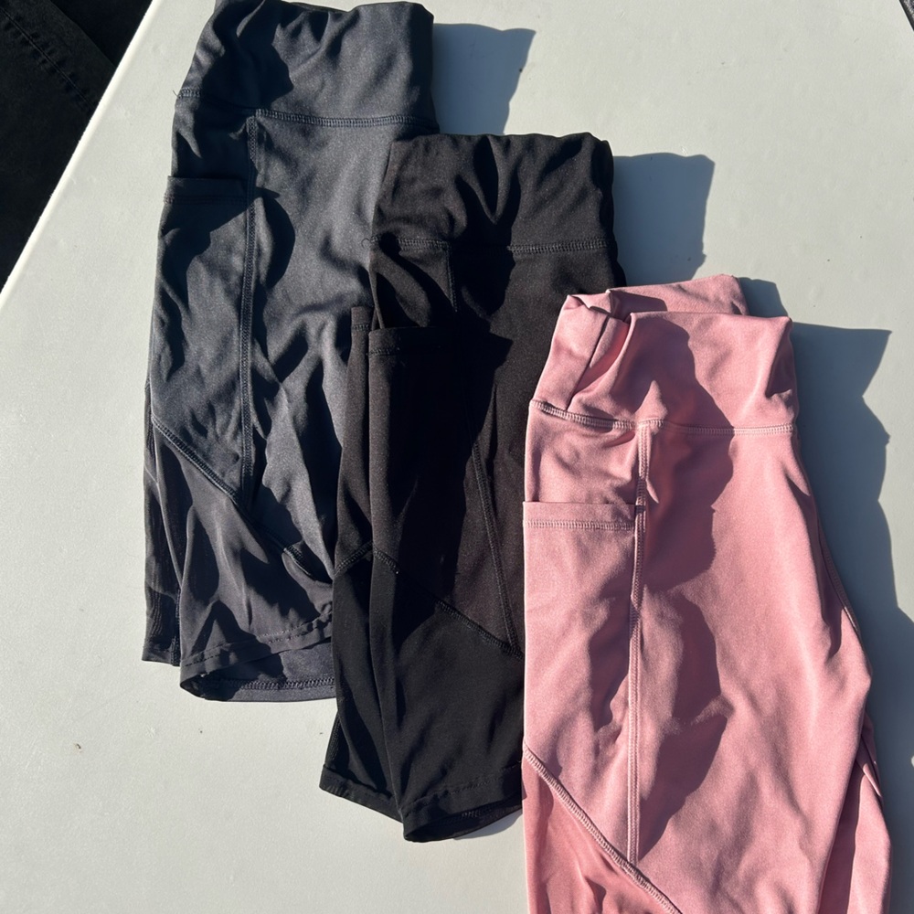 Set of Three Athletic Shorts - Pink, Black, Gray